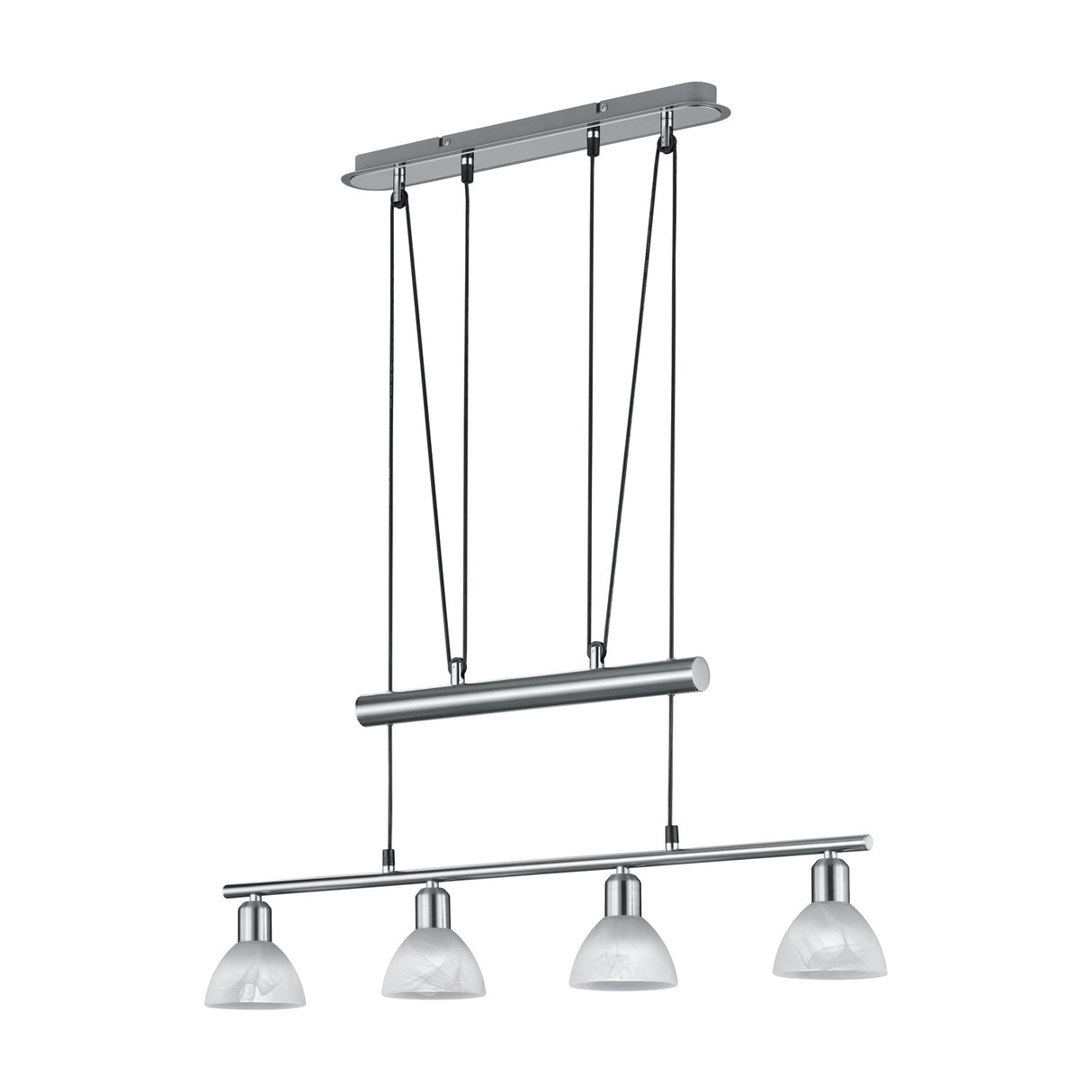 Levisto 4 Light LED Glass Chandelier – Satin Nickel