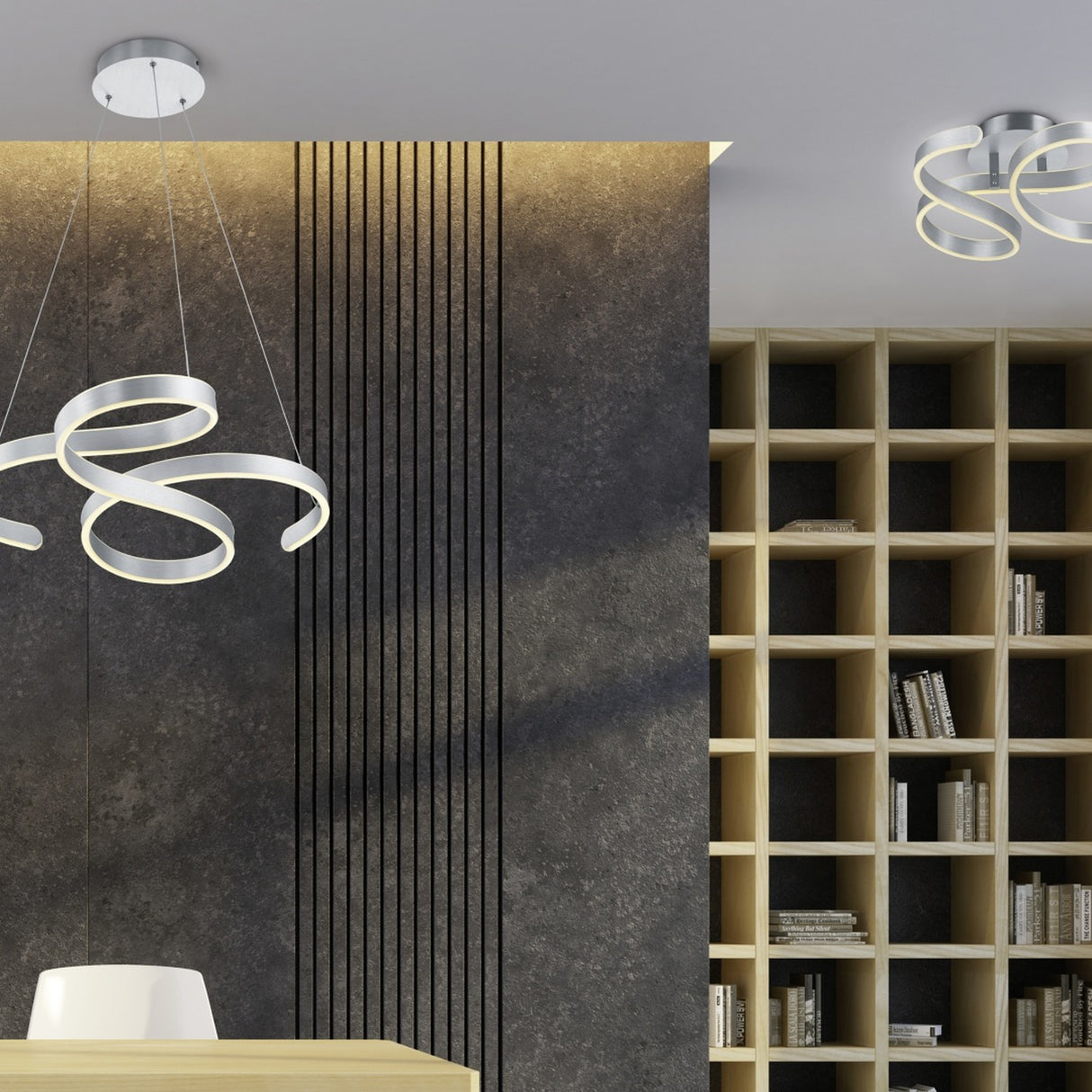 Francis LED Spiral Chandelier – Brushed Aluminium