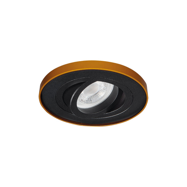 Adjustable GU10 Spotlight 30° Round 10W max 85mm cut-out - Black/Gold