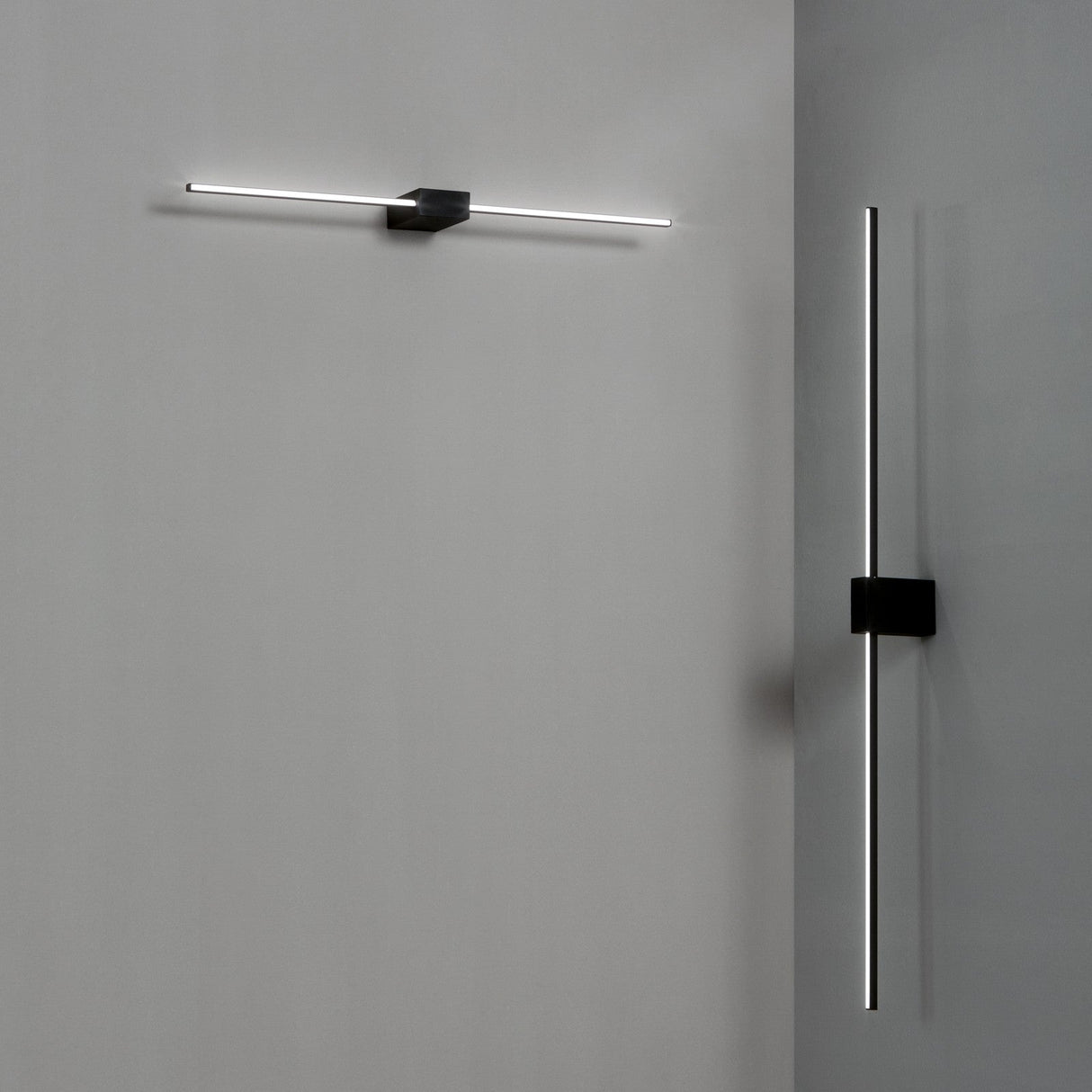Essence Square Wall Light 1150mm - Brass in situ