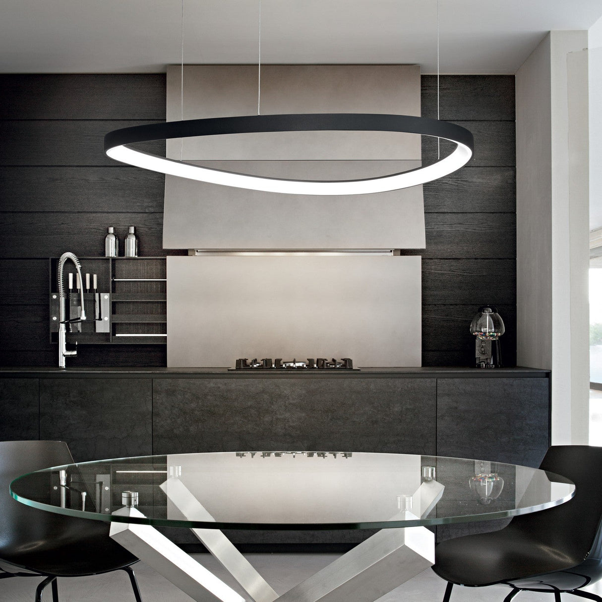 Gemini Pendant Light 610mm - Brass in situ