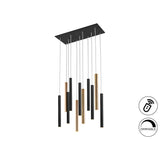Varas 11 Light Dimmable LED Bar Pendant - Black/Gold (With Remote Control)