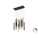 Varas 11 Light Dimmable LED Bar Pendant 55W 3000K - Black/Gold