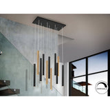 Varas 11 Light Dimmable LED Bar Pendant 55W 3000K - Black/Gold
