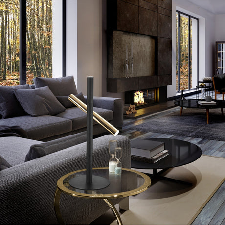 Varas 2 Light Table Lamp 10W 3000K - Gold and Black shown in a room setting