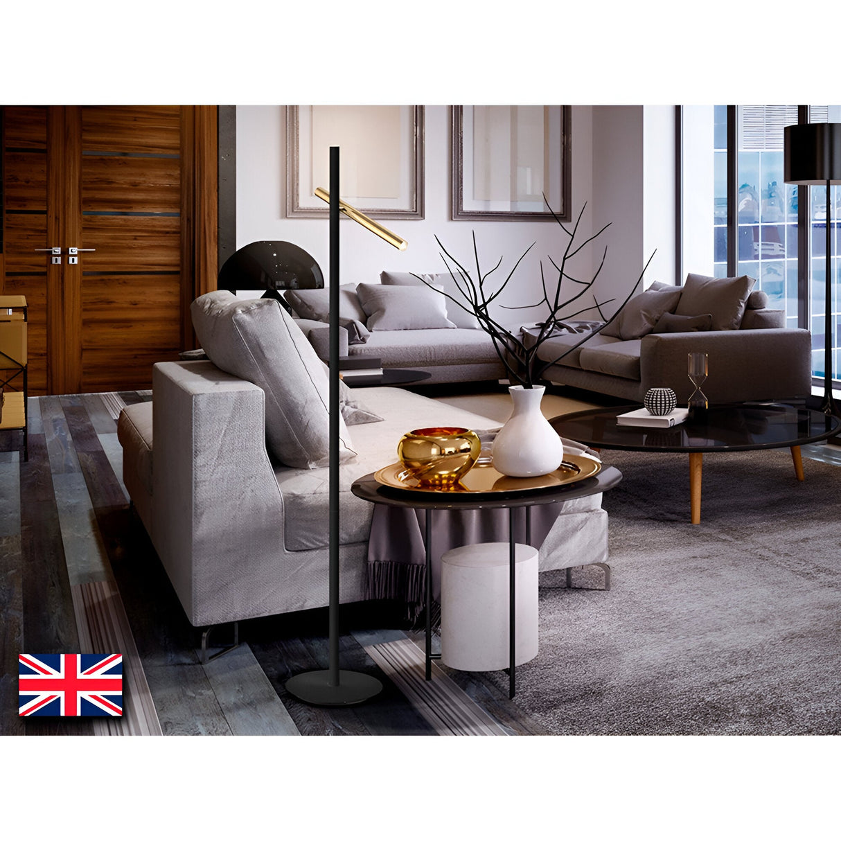 Varas LED Floor Lamp 10W 3000K - Black/Gold