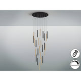 Varas 25 Light Dimmable LED Cluster Pendant - Gold/Black (With Remote Control)