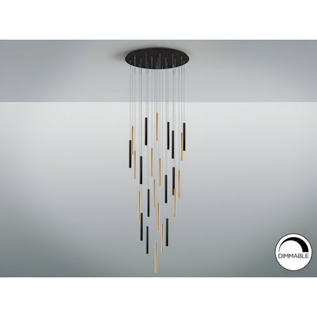 Varas 25 Light Dimmable LED Cluster Pendant 125W 3000K - Gold/Black