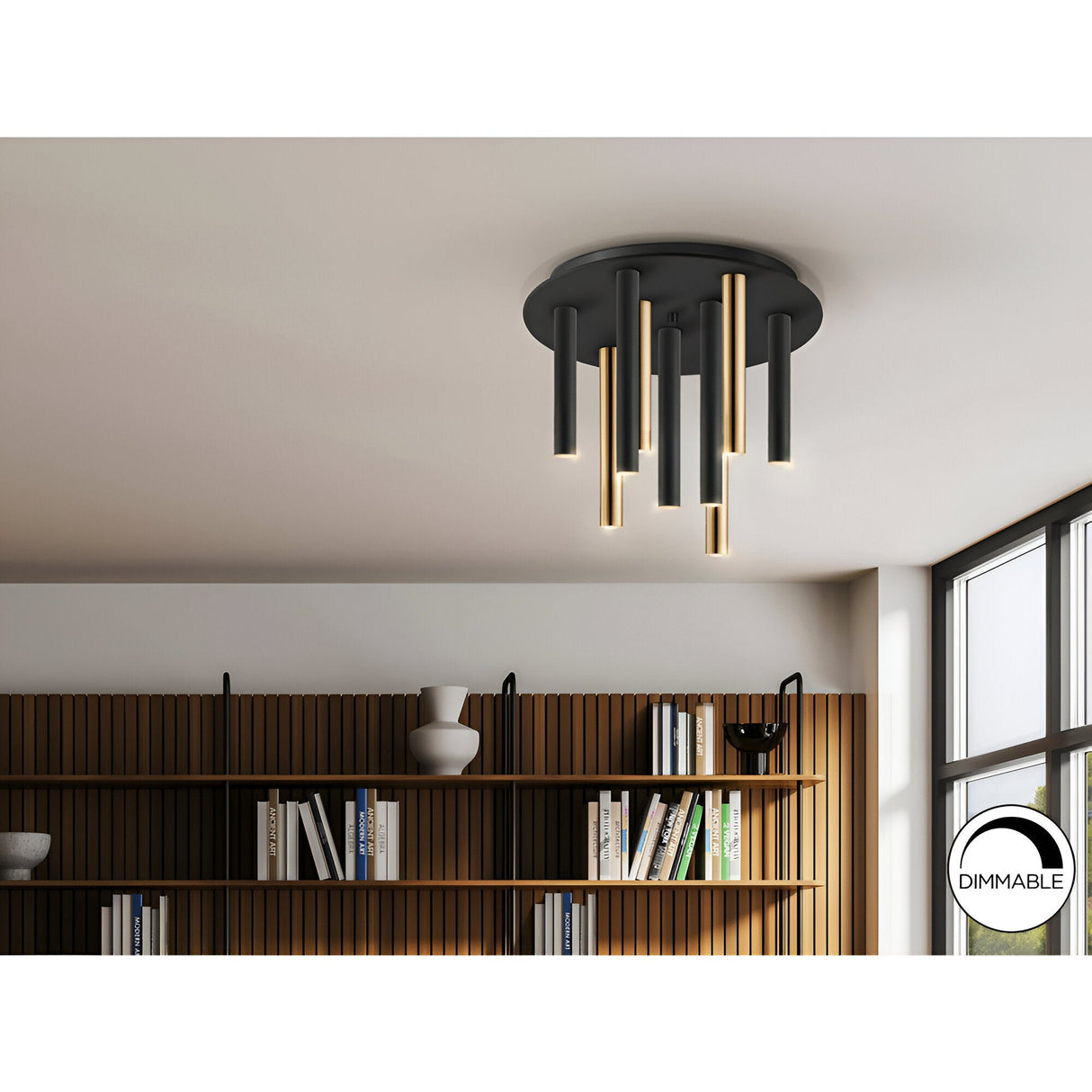 Varas 9 Dimmable LED Semi-Flush Light 45W 3000K - Gold/Black