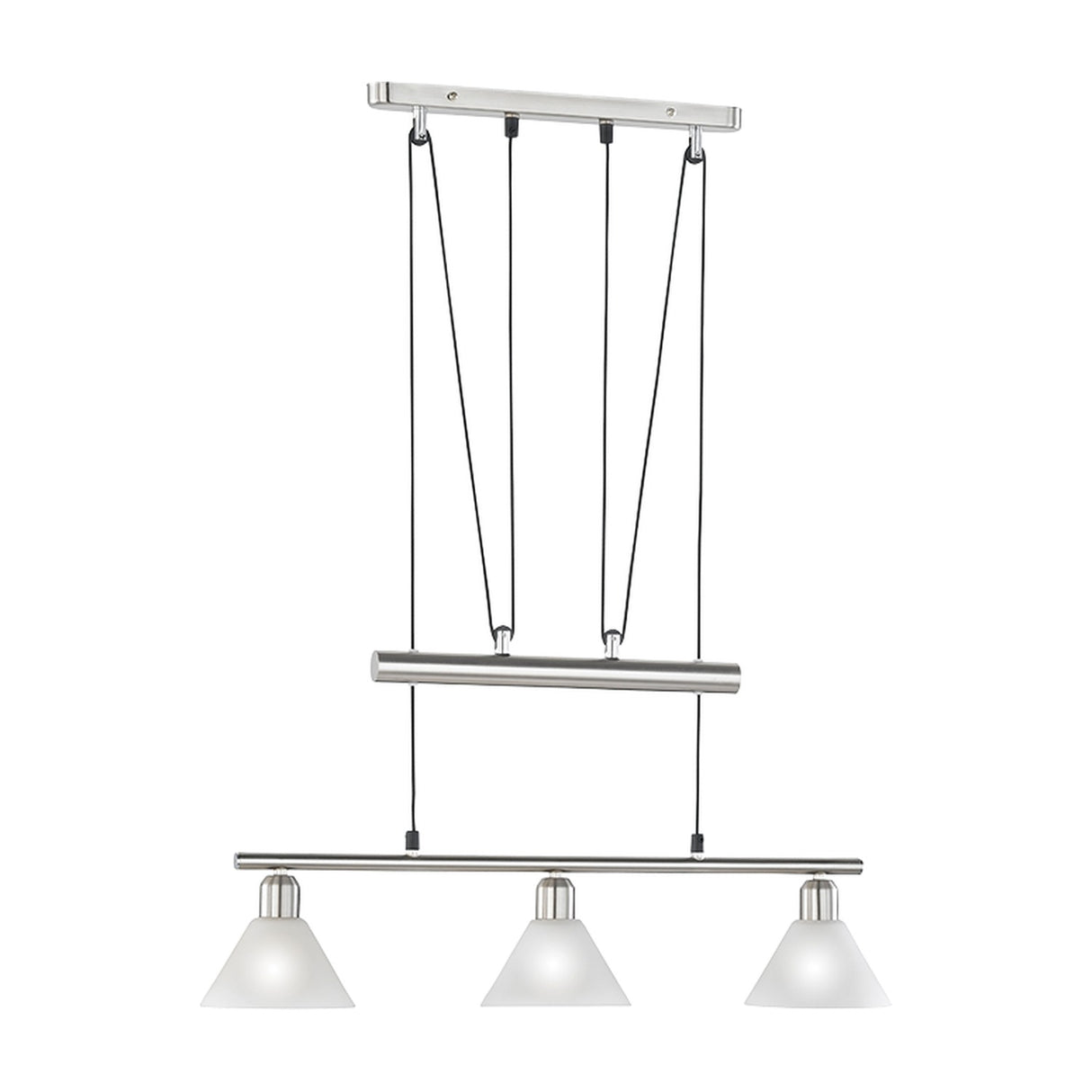 Stamina 3 Light Glass Chandelier – Satin Nickel
