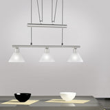 Stamina 3 Light Glass Chandelier – Satin Nickel