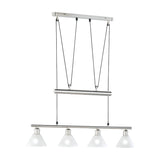 Stamina 4 Light Glass Chandelier – Satin Nickel