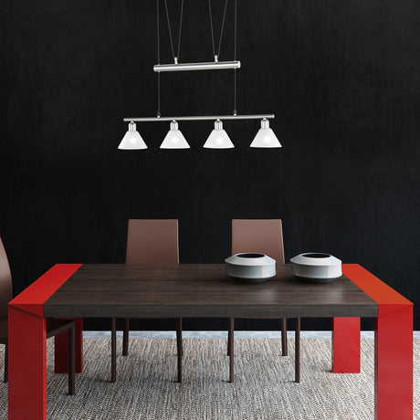 Stamina 4 Light Glass Chandelier – Satin Nickel