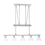 Stamina 5 Light Glass Chandelier – Satin Nickel