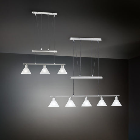 Stamina 5 Light Glass Chandelier – Satin Nickel