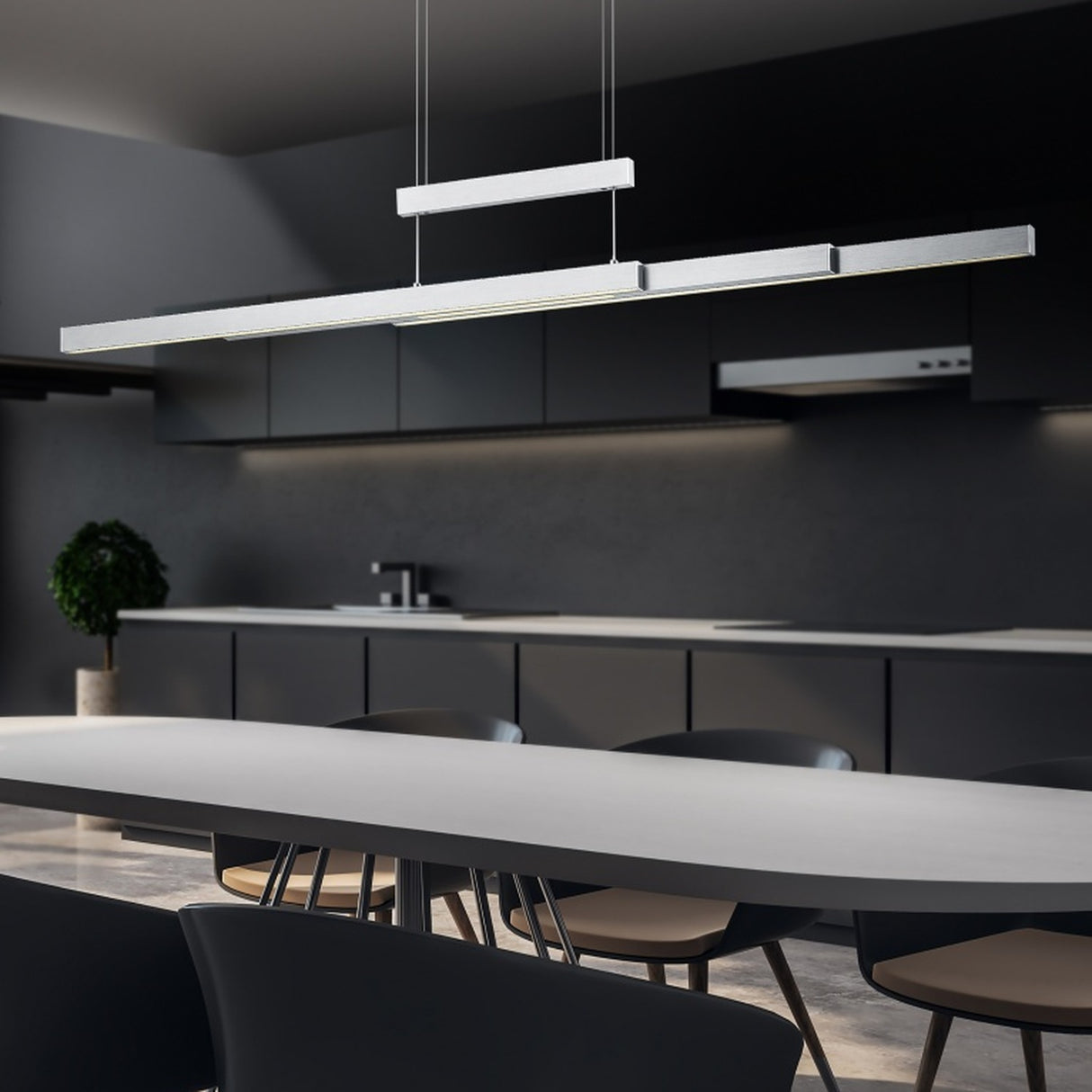 Trajan LED Up Down Linear Pendant – Satin Nickel