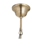 Antique brass ceiling rose fitting for E27 bulbs, 63cm drop with rod, hook, and chain links, shown on a plain white background.