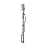 Chrome Electrified E27 Ceiling Fitting, 63cm, with braided grey cable and chrome oval chain links, for E27 bulbs, shown against a plain white background.