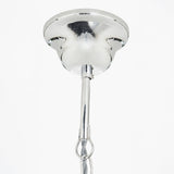 Chrome ceiling rose fitting for E27 bulbs, 63cm drop, with polished metal canopy, rod, and hook for suspending the flex, shown on a plain white background.