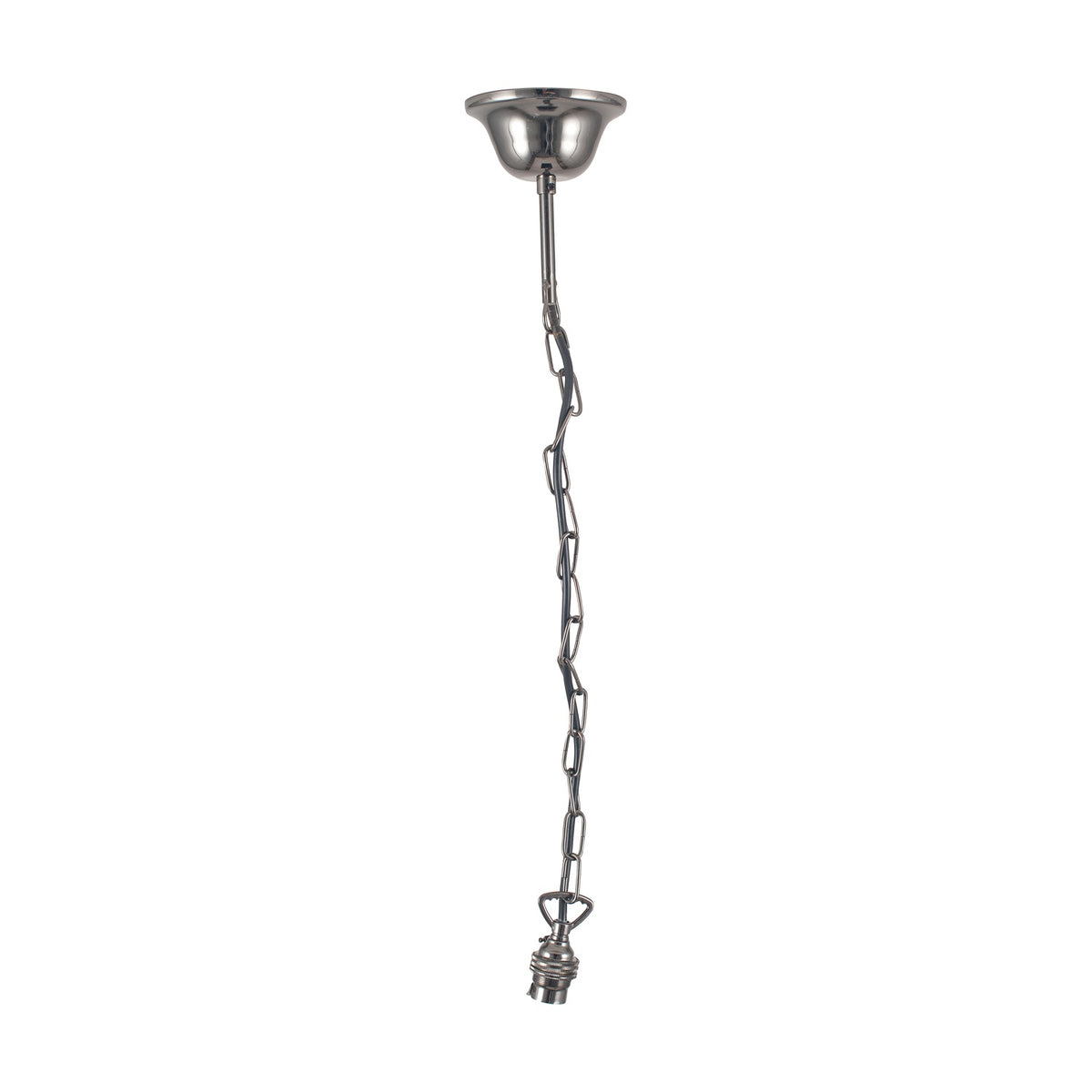 Black chrome traditional ceiling rose fitting, 60cm, with chain suspension and B22 lampholder, shown on a plain white background.