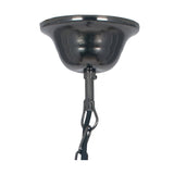 Black chrome traditional ceiling rose fitting with domed cover, chain link, and B22 lampholder rod, shown against a plain white background.