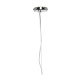 Chrome ceiling rose fitting for E27 bulb with long white flex cable hanging down, shown on a plain white background.