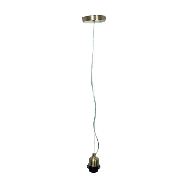 Champagne ceiling rose pendant fitting with E27 lampholder, 90cm flex and steel construction, shown against a plain white background.