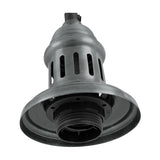 Dark antique silver metal ceiling rose fitting with vented lamp holder body and E27 threaded socket, shown against a plain white background.