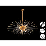 Evasion 9 Light Glass Chandelier - Gold/White (With Remote Control)