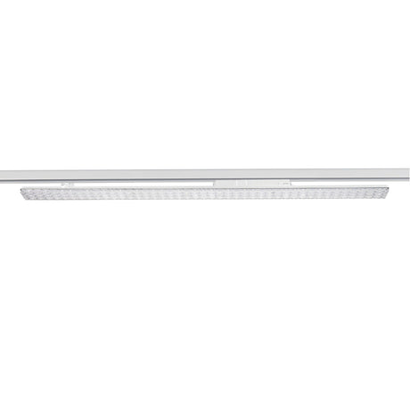 Kanlux LTL 38W linear LED track light in white aluminium with CCT-selectable output, mounted on a three-phase track against a plain white background.