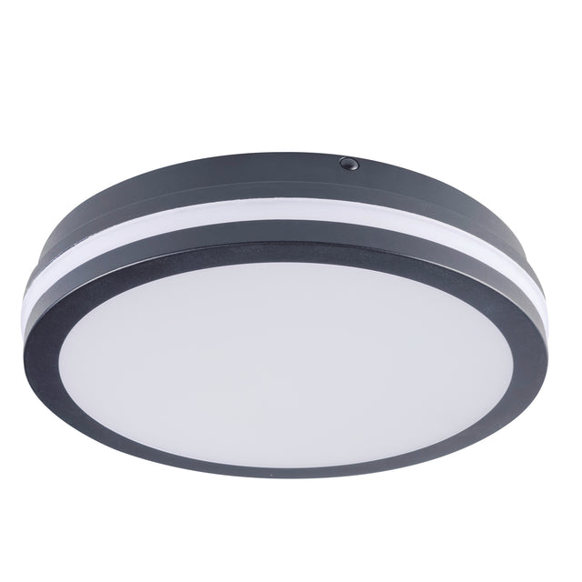 Beno Ø260 24-30W Round LED Ceiling Light IP65 PIR Colour Selectable - Anthracite