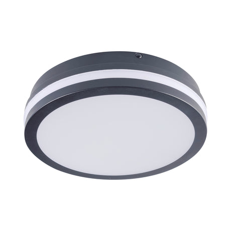 BENO Ø220 12-18W Round Wattage Selectable IP65 Ceiling Light - Anthracite