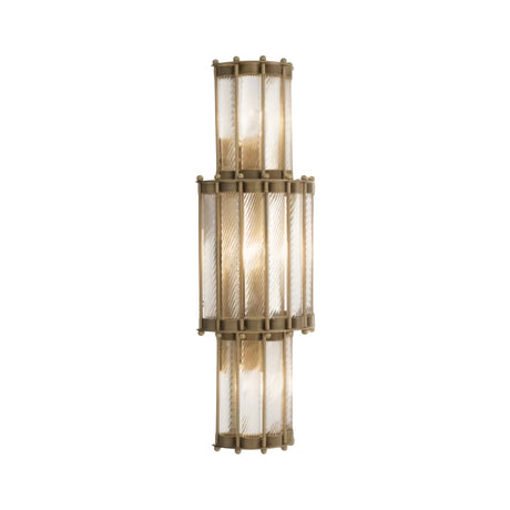 The Helixora 3 Light Tall Twist Wall Light features a brushed bronze frame and vertically ribbed, elongated glass panels for diffused soft light in a modern, elegantly symmetrical design.