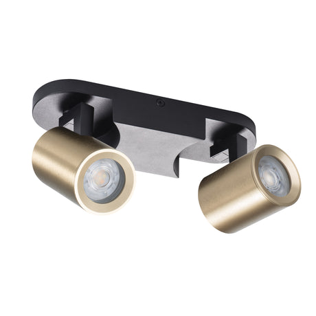 LAURIN 220x70 2I G B 2x GU10 Round Twin Spotlight - Black/Gold