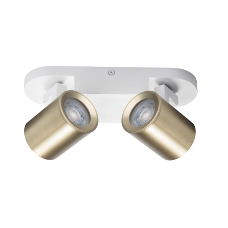 LAURIN 220x70 2I G W Twin GU10 Round Spotlight - White / Gold