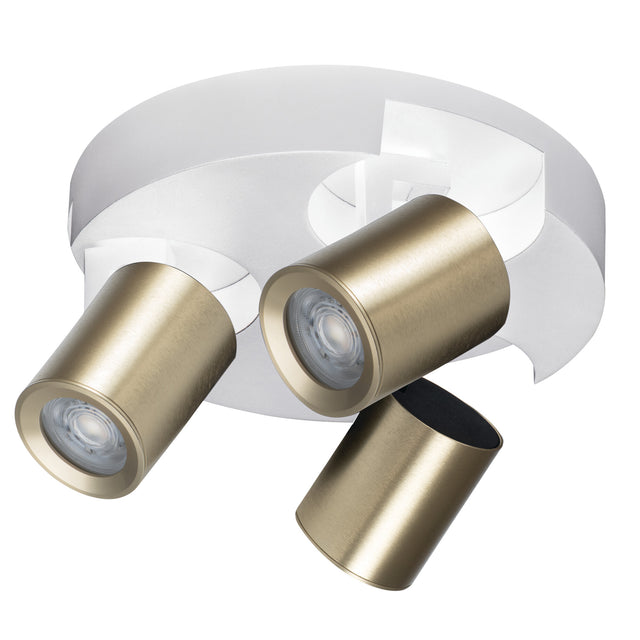 Laurin Ø220 3O G W 3x10W GU10 Round Ceiling Light - White / Gold