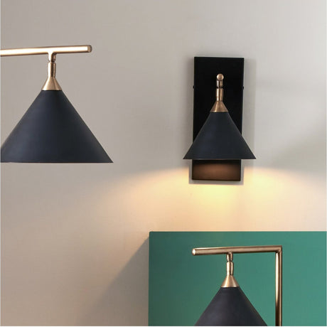 Zeta Matt Black & Antique Brass Wall Light - 31cm