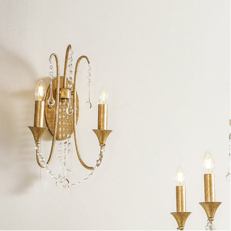 Belle Antique Silver Leaf Metal & Beaded 2 Light Wall - 48cm