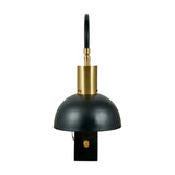 Mayfair Matt Black Domed Task Wall Light with brass gooseneck arm and rectangular base switch, shown on a plain white background.