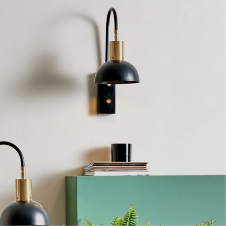 Mayfair Matt Black Domed Task Wall Light - 41cm