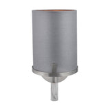 Midland wall light with a cylindrical grey fabric shade, brushed nickel bracket and base, and marble effect stem, shown on a plain white background.