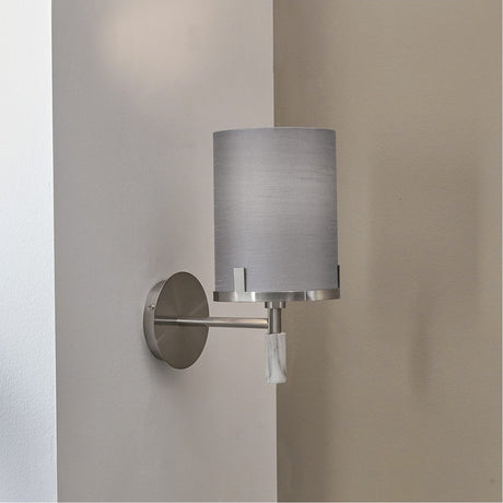 Midland Brushed Nickel & Grey Marble Effect Wall Light - 31cm
