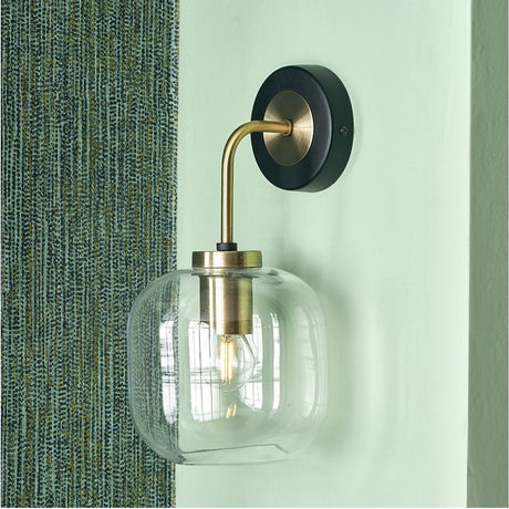 Florence Black Iron & Glass Wall Light - 32cm