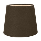 Grey handloom fabric tapered lamp shade shown alone on a white background, part of the Piero double wall light with antique bronze fittings.