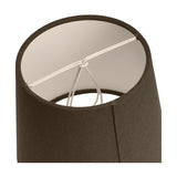 Close-up interior view of a grey handloom fabric lamp shade for the Piero wall light, showing white lining and visible support wires on a plain background.