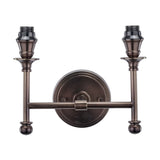 Piero Antique Bronze Double Wall Light with 2 Cream Silk Mix Shades