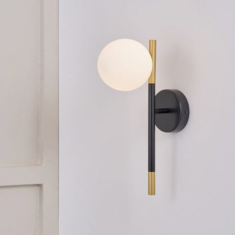 Wanda White Orb & Black Metal Wall Light - 35cm
