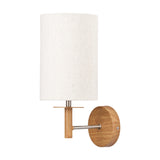 Bonham Wood Veneer & Silver Metal Wall Light - 35cm
