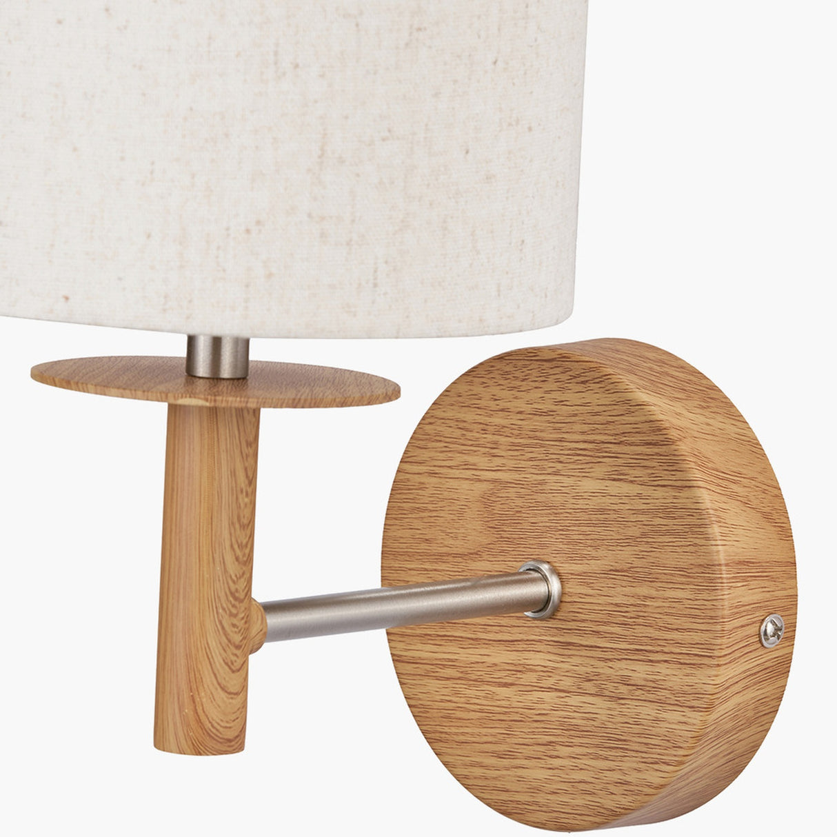 Bonham Wood Veneer & Silver Metal Wall Light - 35cm