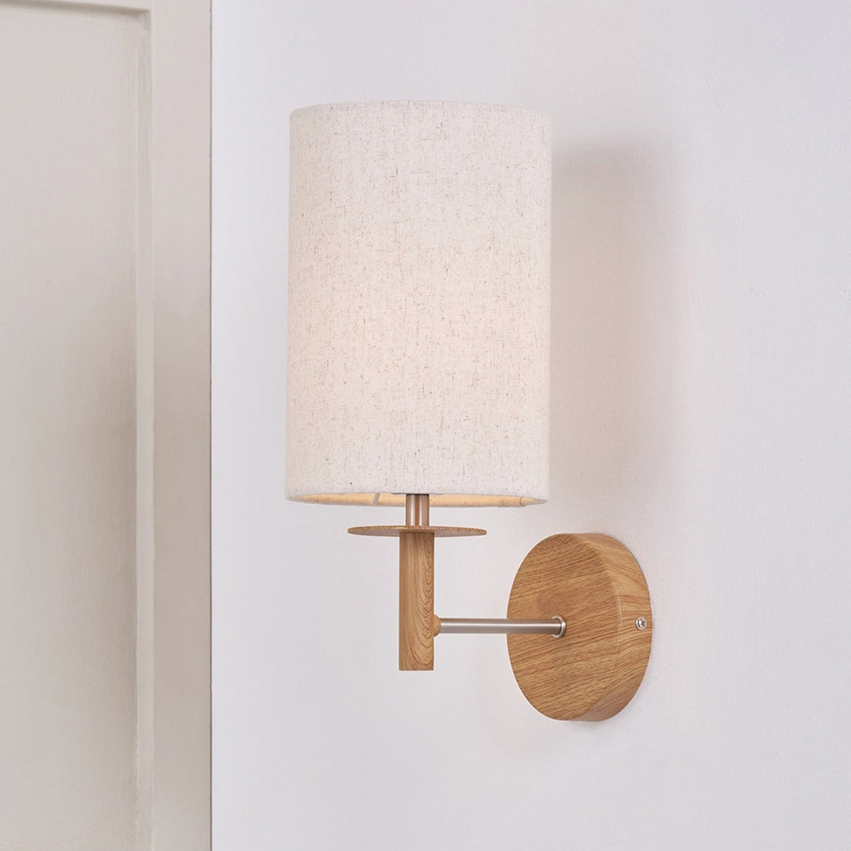 Bonham Wood Veneer & Silver Metal Wall Light - 35cm